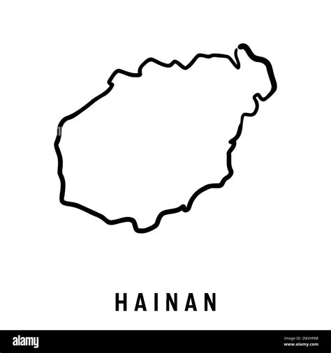 Hainan island map simple outline. Vector hand drawn simplified style ...