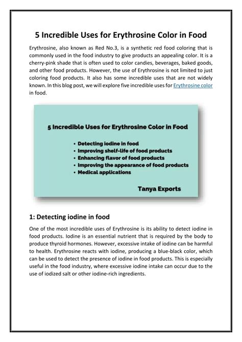 PPT - 5 Incredible Uses for Erythrosine Color in Food PowerPoint ...