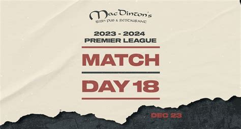 Premier League Match Day 18 | MacDinton's Irish Pub, Tampa, FL ...