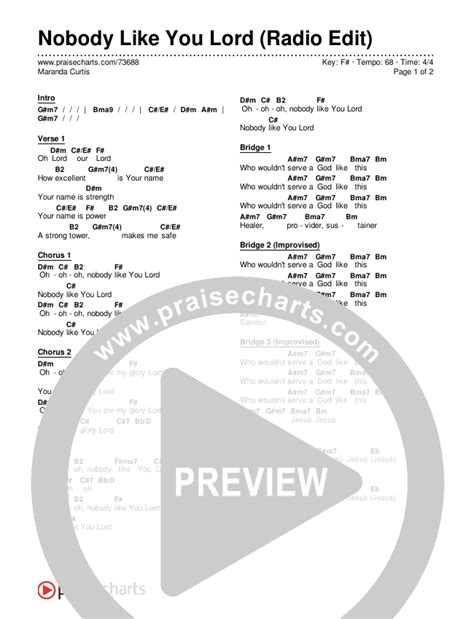 Nobody Like You Lord (Radio) Chords PDF (Maranda Curtis) - PraiseCharts