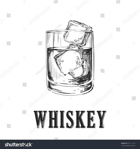 Whiskey Glass Hand Drawn Drink Illustration | Bottle drawing, How to ...