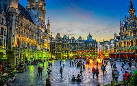 Grand place by night in Brussels Wallpaper for Widescreen Desktop PC 1920x1080 Full HD