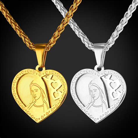 Christian Jewelry Virgin Mary Pendant Necklace 18K Real Gold Plated ...