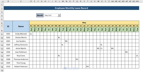 How to Create Employee Monthly Leave Record Format in Excel (With Easy Steps)