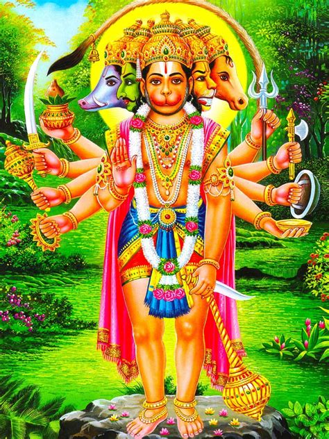 Download Panchamukhi Hanuman Hindu God Wallpaper | Wallpapers.com