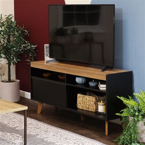 Sunnydaze Decor Modern/Contemporary Black Tv Cabinet (Accommodates TVs up to 55-in) in the TV ...