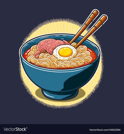 Japanese ramen noodles bowl cartoon for mascot Vector Image