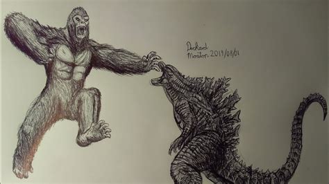 Drawing King Kong vs Godzilla 2020 part 2 - YouTube