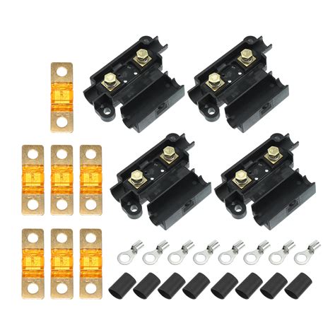 40A Fuse Kit 4 ANS Holders 7 x 40 AMP Fuses 8 x Heat Shrinks 8 x Cable Lugs for Car Auto Dual ...