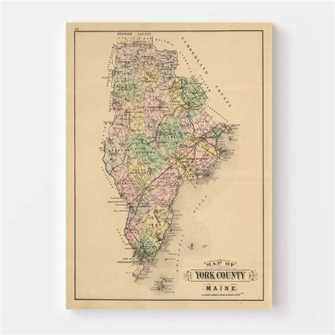 Vintage Map of York County Maine, 1885 by Ted's Vintage Art