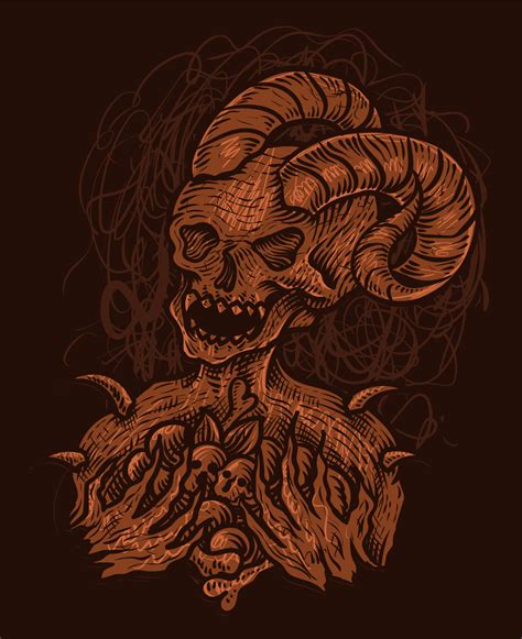 Illustration scary Demon skull with abstract style perfect for T shirt ...