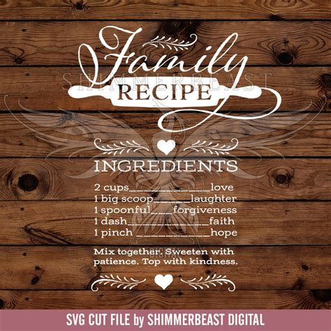 Family Recipe SVG Family Quote SVG Family Svg Home Svg - Etsy