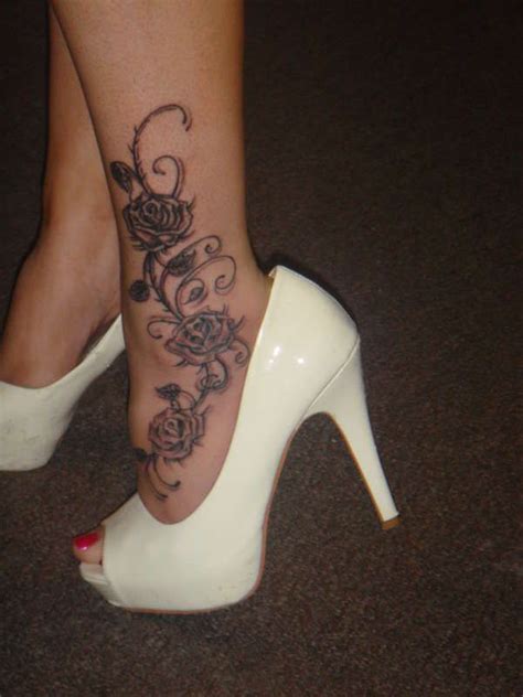 Rose tattoo on ankle