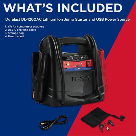 Duralast 1200 Amp Lithium Portable Battery Jump Starter and Compressor