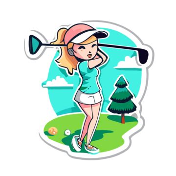 Golfer Girl Illustration Vector, Free Ladies Golf, Free Ladies Golf Clipart, Cartoon Free Ladies ...