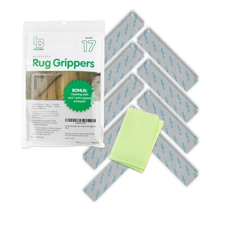 Ledgebay Rug Gripper - 17 Pack, Reusable, Washable, Non-Slip for Hardwood, Tile Floors (Gray ...