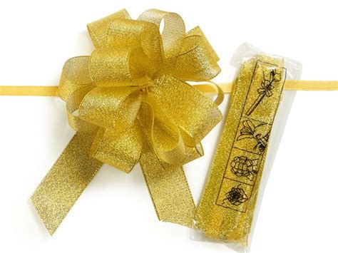 4-1/2" Metallic Shimmery Gold Fabric Pull Bow, 12 pack | Nashville Wraps