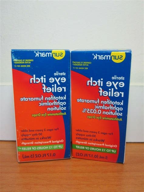 SEALED 2/pk Sunmark Eye Itch Relief Antihistamine Eye