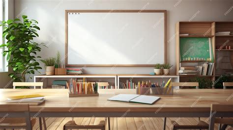 Premium AI Image | Modern Classroom design with modern desks seats ...