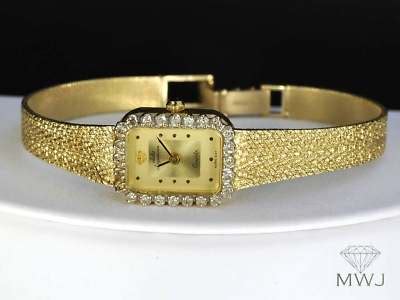 LEA LANE JEWELRY : Ladies 14k Solid Gold & Diamond Jules Jurgensen Watch