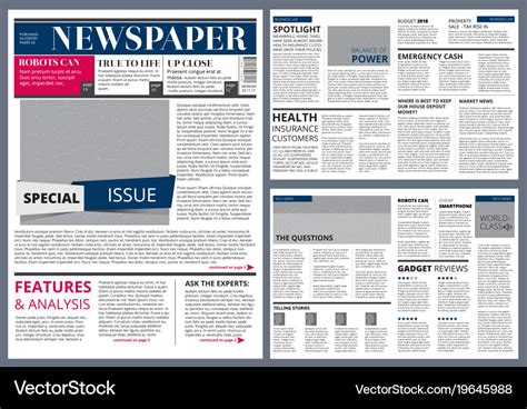 Design template of newspaper Royalty Free Vector Image