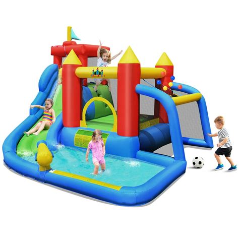 Costway Inflatable Bouncer Water Slide Bounce House Splash Pool without ...