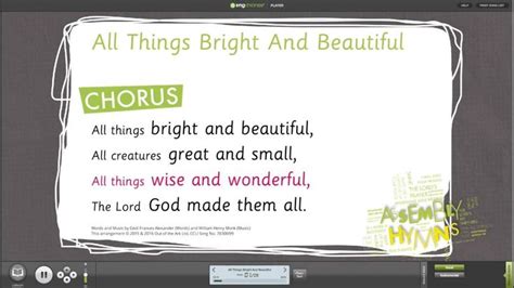 All Things Bright & Beautiful Assembly Songs Out of the Ark Words on Screen Assembly Hymns ...