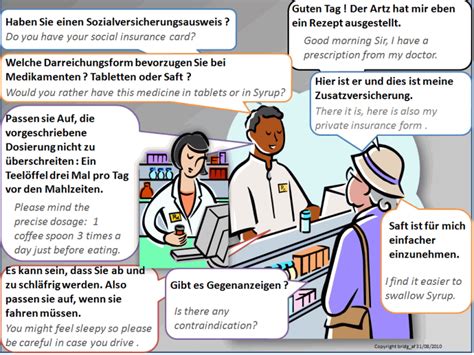 Bilingual dialogue : At the chemist's. - German