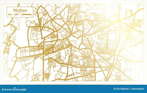 Multan Pakistan City Map In Retro Style In Golden Color. Outline Map ...