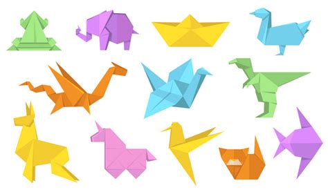 Japanese Origami Animals Flat Illustration Set PNG Images | EPS Free Download - Pikbest