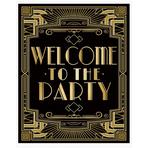 Roaring 20s Art Deco Poster|Welcome to Party|16x12inch A3 - FUNSHOWCASE