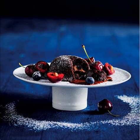 Chocolate lava cakes topped with cherries - MyKitchen