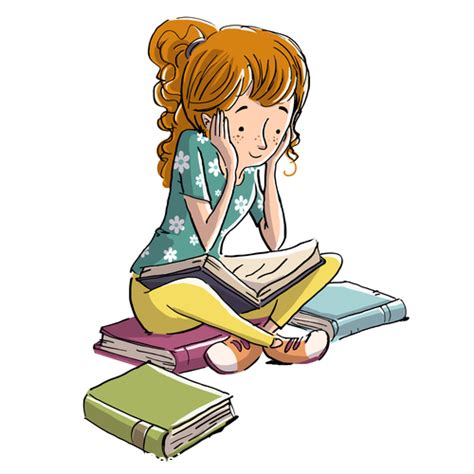 Girl reading book illustration vector free download