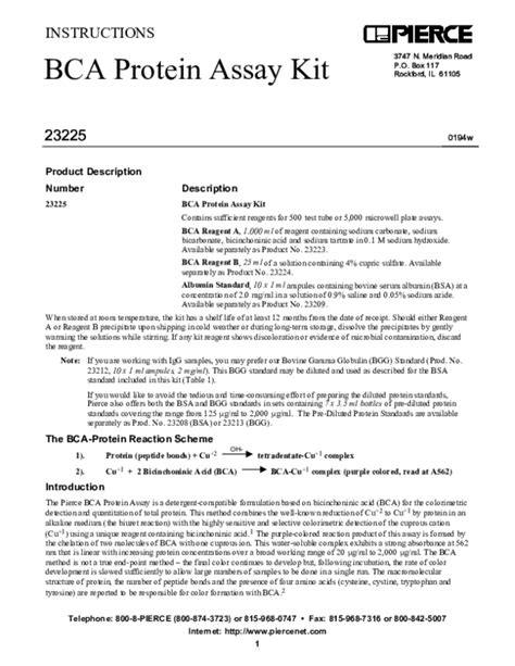 (PDF) BCA Protein Assay Kit | pov ratha - Academia.edu