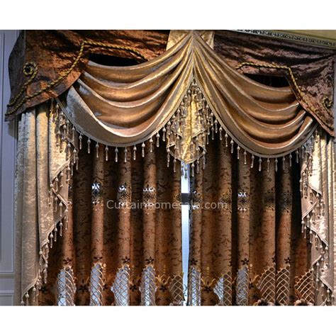 Luxury Victorian Vintage Living Room Curtain In Gold Brown Color Without Valance | Vintage ...
