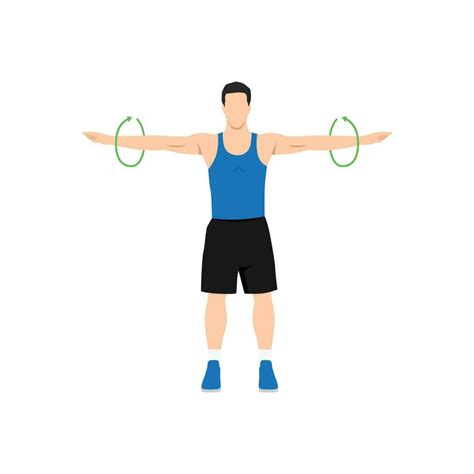 Man doing Standing arm circles exercise. Flat vector illustration isolated on white background ...