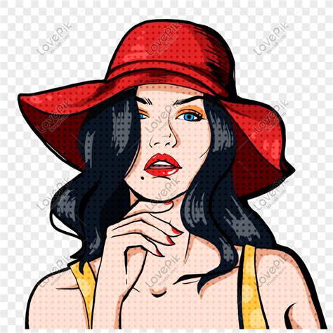 Pop Art Red Hat Fashion Girl, Pop Art, Pop Style, Retro PNG Transparent ...