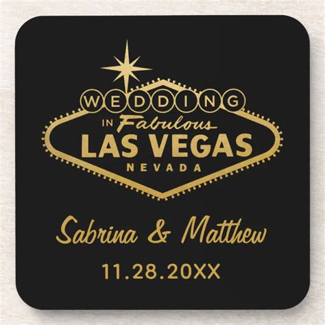 Wedding in Las Vegas Sign Wedding Favor Beverage Coaster | Zazzle