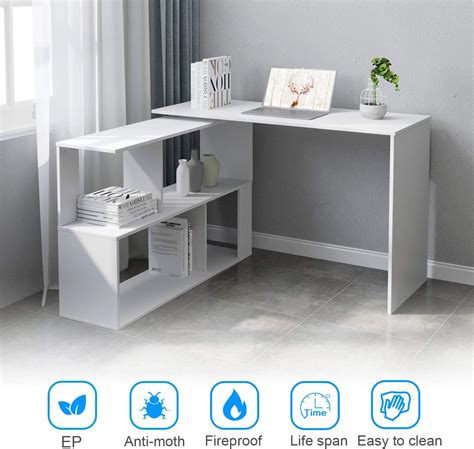 Study Table for Office and Home 120 * 119 * 77 360 Rotating L Shape Corner Desk Wood PC Laptop ...