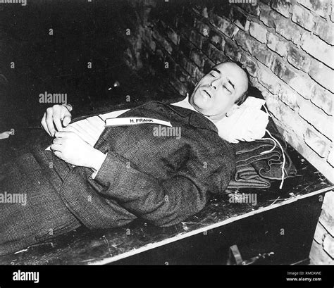 Reich Minister Hans Frank after his execution by hanging on October 16, 1946 in Nuremberg ...