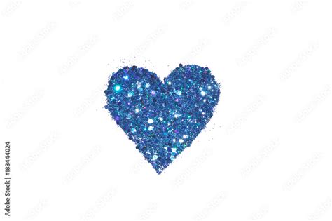 Abstract heart of blue glitter sparkles on white background. Stock ...