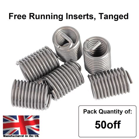 3/8 x 16 x 2D UNC, Free Running, Tanged, Wire Thread Repair Insert, 304/A2 Stainless (Pack 50 ...