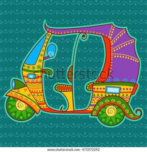 Vector Design Auto Rickshaw Indian Art Stock Vector (Royalty Free ...