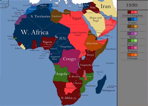 Africa and the Middle East at the Peak of European Colonialism (1930) (Ollie Bye) | Africa map ...