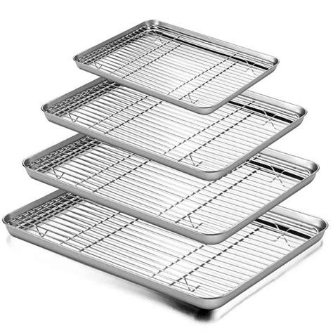 Stainless Steel Baking Tray with Removable Cooling Rack Set Non-stick Chips Basket Baking Dish ...