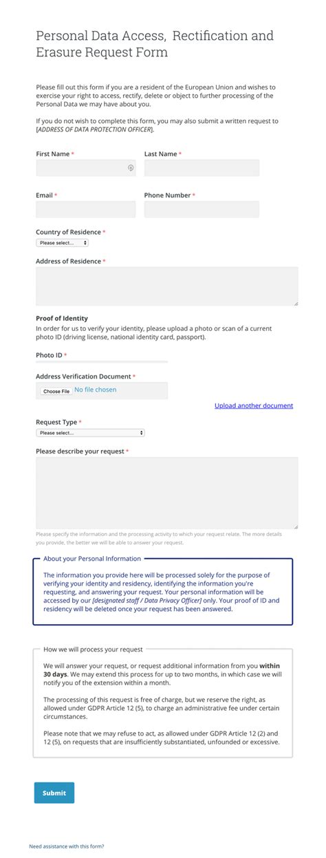 GDPR Data Request Form - GDPR for Web Developers