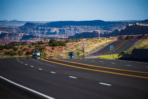 Panoramic Picture of a Scenic Road, USA. Endless Straight, Route 66 ...