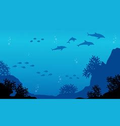 Silhouette of dolphin landscape background Vector Image