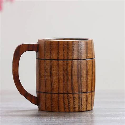 5PCS Classical Handmade Wooden Coffee Beer Mug High Quality Natural Wood Coffee Mug Wine Tea ...