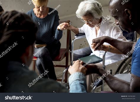 Group People Holding Hands Praying Worship Stock Photo 709782283 ...